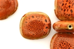 Burnt Orange Earth Tone Porcelain Beads / Puffed Square