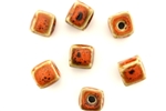 Burnt Orange Earth Tone Porcelain Beads / Medium Cube