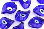 Bead, Evil Eye, Lampworked Glass, 29MM, Oval, Twist, Cobalt Blue