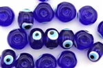 Bead, Evil Eye, Lampworked Glass, 14MM, Rondelle, Cobalt Blue