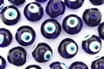 Bead, Glass, Evil Eye Bead, 16MM, Round, Dark Cobalt Blue