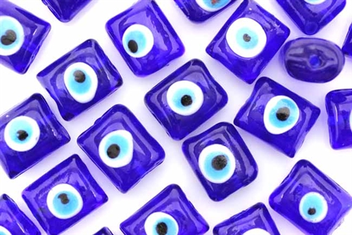 Bead, Glass, Evil Eye, 16MM, Pillow, Cobalt Blue