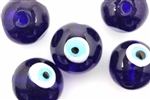 Bead, Evil Eye, Lampworked Glass, 25MM, Round, Cobalt Blue