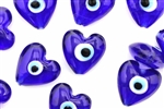 Bead, Evil Eye, Lampworked Glass, 20MM, Heart, Cobalt Blue