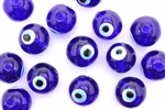 Bead, Evil Eye, Lampworked Glass, 14MM, Round, Cobalt Blue