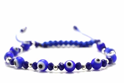 Evil Eye Bead, Shambala Bracelet, 6MM Round, Blue