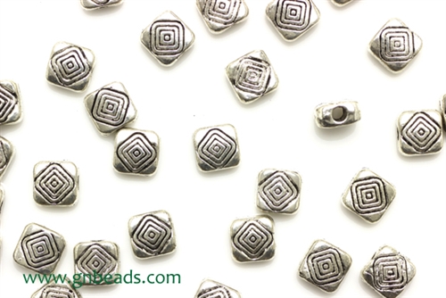 Pewter Beads / 6MM Square,Silver
