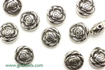 "Pewter" Beads / 11MM Coin,Rose,Antique Silver
