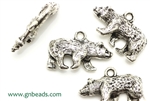 "Pewter" Charm / 25MM Bear,Antique Silver