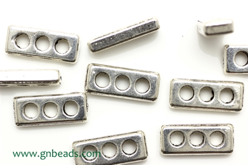 "Pewter" Beads  / 17MM,3 Hole Spacer Bar,Antique Silver