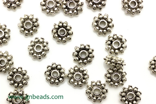 "Pewter" Beads / 8MM Double Daisy Spacer,Antique Silver
