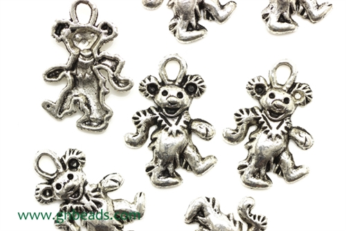 "Pewter" Charm / 21MM Dancing Bear,Antique Silver