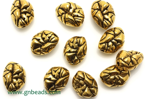 "Pewter" Beads / 11MM,Antique Gold