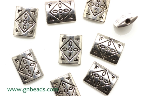 "Pewter" Beads / 12MM Flat Rectangle,Antique Silver