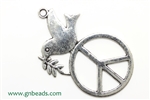 "Pewter" Charm / 63MM Peace Dove,Antique Silver
