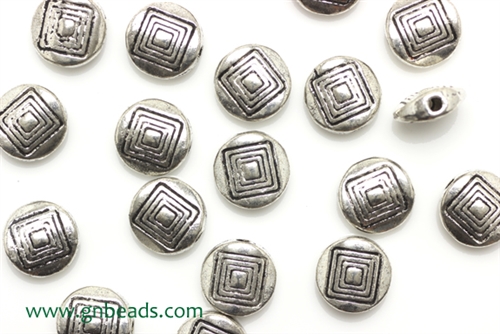 "Pewter" Beads / 8.5MM Coin,Antique Silver