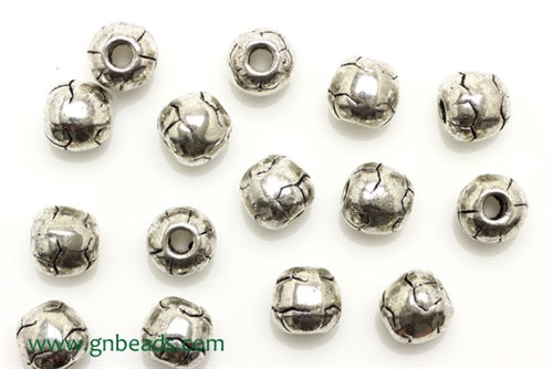 "Pewter Beads" / 7MM Round,Antique Silver
