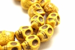 Bead, Gemstone, "Turquoise", Magnesite, Skull, Mustard Yellow, 18MM