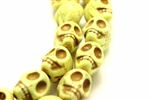 Gemstone Bead, "Turquoise", Magnesite, Skull, Pale Yellow, 18MM