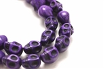 Gemstone Bead, "Turquoise", Magnesite, Skull, Purple, 13MM