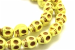 Gemstone Bead, "Turquoise" Magnesite, Skull, Yellow, 15MM