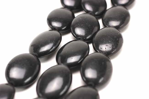Gemstone Bead, "Turquoise", Magnesite, Flat Oval, Black, 25MM