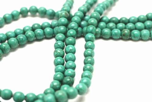 Gemstone Bead, "Turquoise", Magnesite, Round, Turquoise Green, 6MM