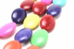 Gemstone Bead, "Turquoise", Magnesite, Flat Oval, Mixed Color, 25MM