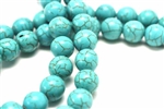 Gemstone Bead, "Turquoise", Magnesite, Round, Turquoise Blue, 12MM