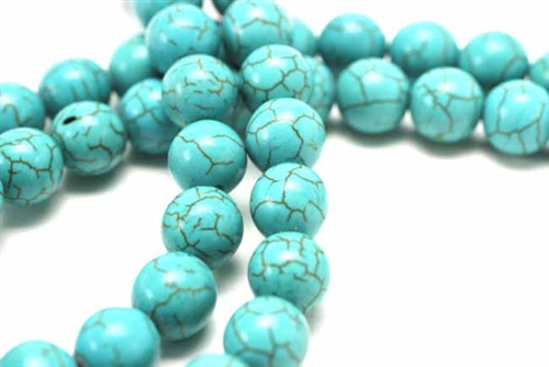 Gemstone Bead, "Turquoise", Magnesite, Round, Turquoise Blue, 12MM