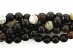 Gemstone Bead, Black Banded Agate, Round, 8MM
