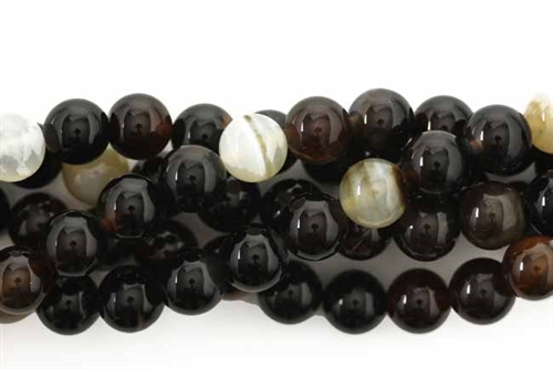 Gemstone Bead, Black Banded Agate, Round, 8MM