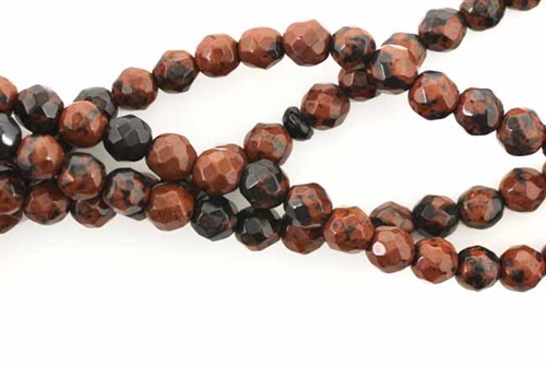 Gemstone Bead, Mahogany Obsidian, Faceted, Round, 6MM