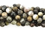 Gemstone Bead, Silver Leaf Jasper, Round, 8MM