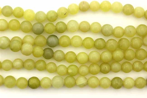 Gemstone Bead, "Jade", Light Olive, Round, 6MM