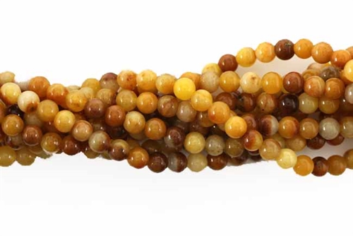 Gemstone Bead, Brown Agate, Round, 4MM