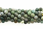 Gemstone Bead, Moss Agate, Round, 6MM