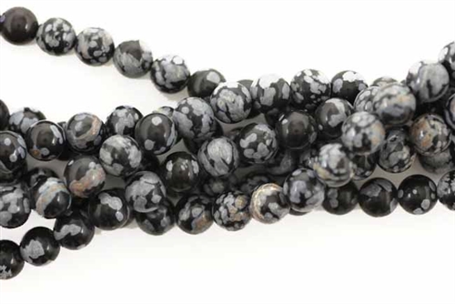 Gemstone Bead, Snowflake Obsidian, Round, 6MM