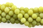 Gemstone Bead, "Jade", Light Olive, Round, 8MM