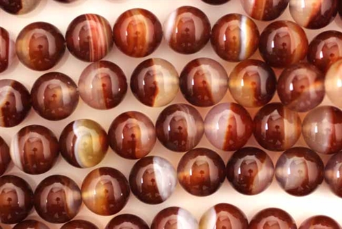 Gemstone Bead, Red Banded Agate, Round, 10MM