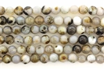 Gemstone Bead, Gray Spot Agate, Faceted, Round, 6MM