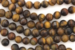 Gemstone Bead, Tiger Eye, Matte Finish, Round, 8MM