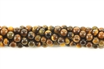 Gemstone Bead, Tiger Eye, Round, 4MM