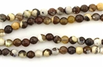 Gemstone Bead, Fire Agate, Brown, Faceted, Round, 6MM