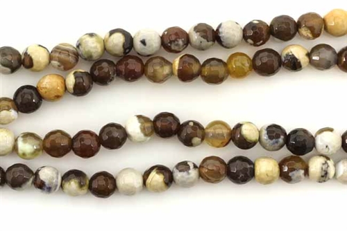 Gemstone Bead, Fire Agate, Brown, Faceted, Round, 6MM
