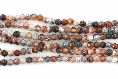 Gemstone Bead, Fire Agate, Red, Faceted, Round, 4MM