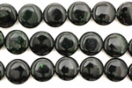 Gemstone Bead, Green Goldstone, Coin, 12MM