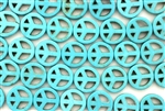 Gemstone Bead, "Turquoise", Magnesite, Peace Sign, Turquoise Blue, 10MM