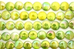 Mother Of Pearl / Lime Green AB 13MM Flat Round