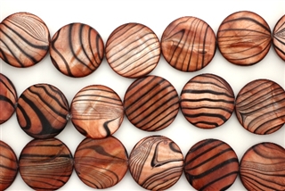 Mother Of Pearl / Brown Orange 20MM Flat Round